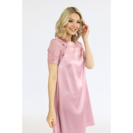 Atlas dress with lace sleeves, size 44-3