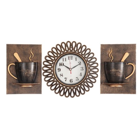 Wall clock, series: kitchen, "bronze cups", smooth move, 31 x 26 cm