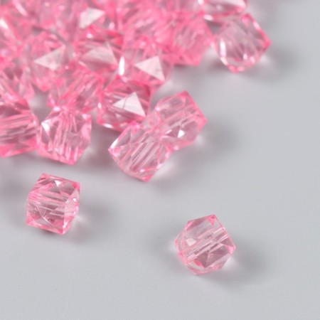 Plastic beads "Crystal polyhedron. Warm pink" Transparent set of 20 g 1x1x1 cm