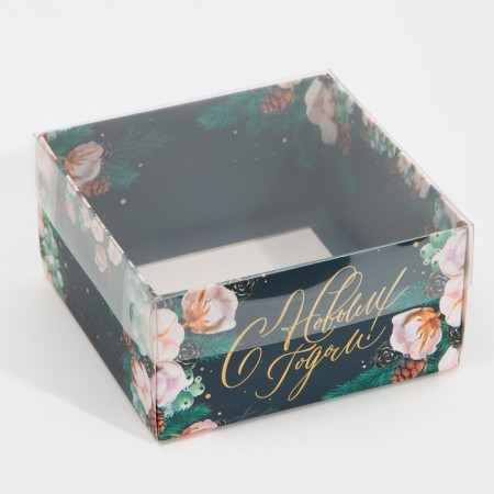 Box for confectionery products with PVC CLOW, 12 x 6 x 11.5 cm, New Year-2