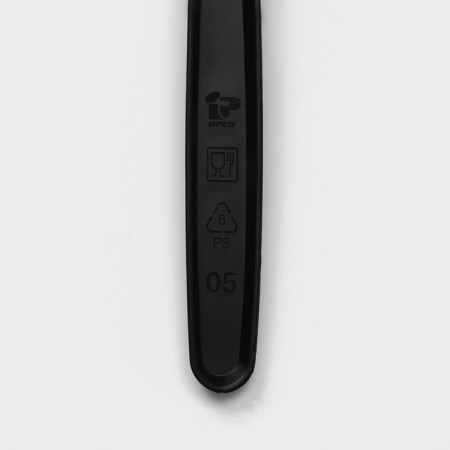 A set of plastic disposable cutlery "Elites", 4 objects: fork, tablespoon, knife, napkin, 18 cm, black color-4