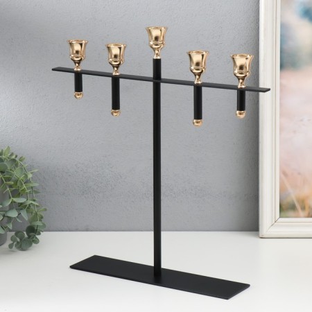 Summary Metal for 5 Celtic candles "D = 3.5 cm black with gold 36x29 cm-3