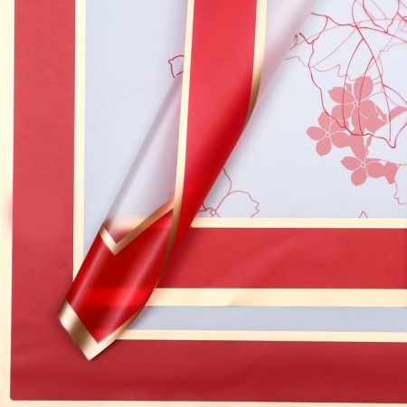 Matte flowers film, "Flowers with a border", 58x58cm, red