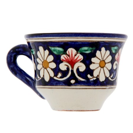 Tea couple of Rishtan ceramics "Flowers", 100 ml, (plate 10cm, cup 7.5cm), blue-5