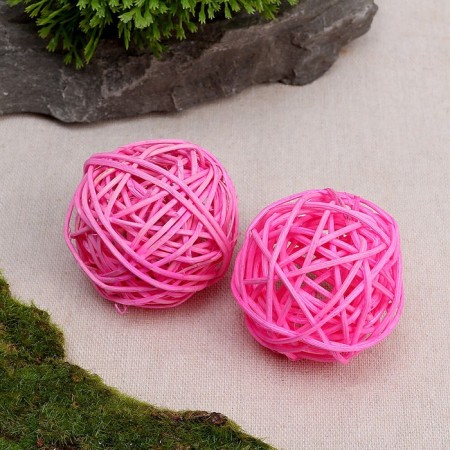 Decorative ball of vines, set 2 pcs., Size 1 pc. - 5 cm, pink color