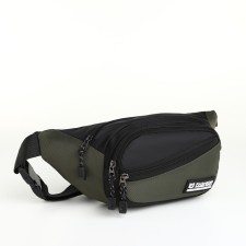 Lightning waist bag, 3 outer pockets, green/black color