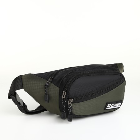 Lightning waist bag, 3 outer pockets, green/black color
