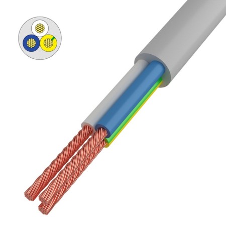 Bay wire connecting PVS 3x1.0 mm², white, length 5 meters, GOST 7399-97 Rexant
