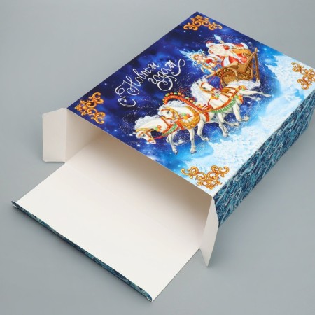 Folding box "Troika horses", 22 x 30 x 10, New Year-3