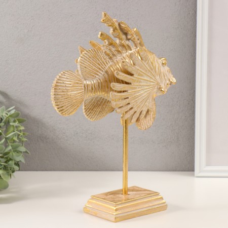 Souvenir Polystone "Radiant Fish" gold with a patina 25x11x33 cm-1