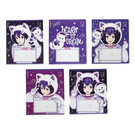 Notebook of 12 sheets in the Erichkrause "Space Anime", selective UV-lace