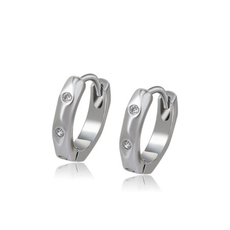 Cooping earrings Xuping Mini, D = 1.3 cm, white color in silver-4
