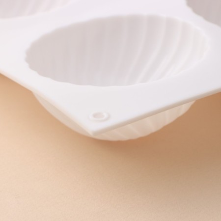Form for mousse desserts and baking konfinetta "dome", silicone, 30 × 17.5 × 4 cm, 6 cells (d = 7.5 cm), white color-4