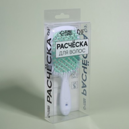 The comb massage, wide, ventilated, 8.5 × 20.5 cm, PVC box, white/turquoise color-11
