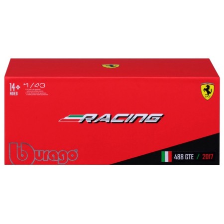 Racing machine BBURAGO Ferrari 488 GTE 2017, DIE-CAST, 1:43, Red color-11