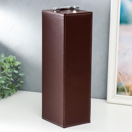 Casket wood, leatherette to the bottle "Brown with a white line" 4 objects 36x11x12 cm-4
