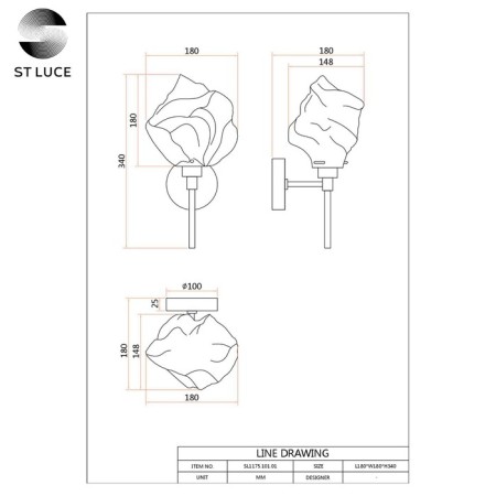 Sconces st. SL1175.101.01. Portici. 1x40 W, E14, 18x34 cm, color chromium-6