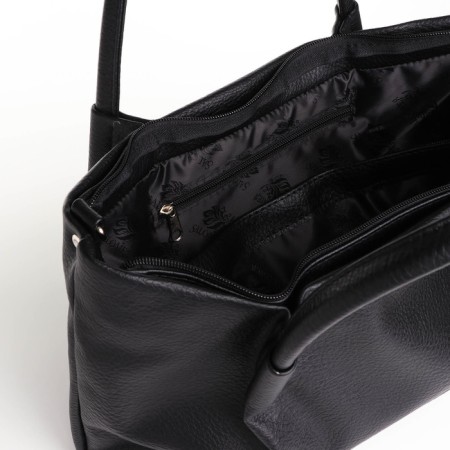 The bag is female, medium size, long belt, black color-4