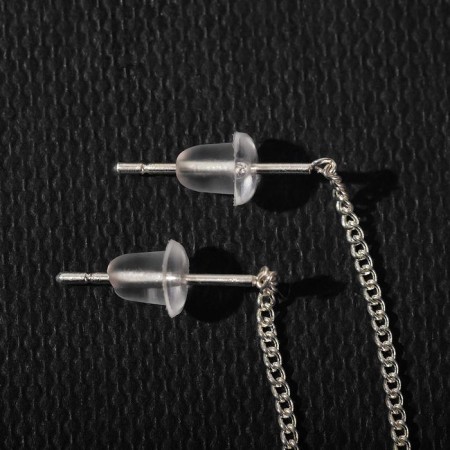 Earrings Metal "chains" balls, color silver-3