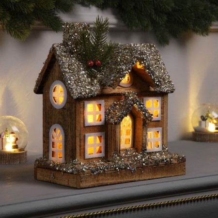 Wooden figure "Back", 26x23x12 cm, 5 LED, AAX2 batteries (not complete), warm white glow