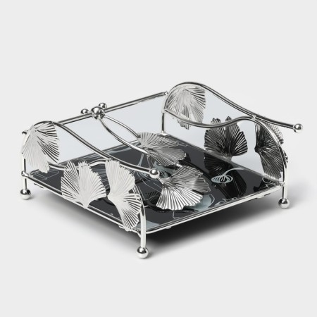 Napkin "flowers", 15 × 15 × 8.5, silver metal color-8