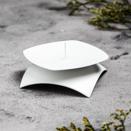 Cloudy "quarter n" metal per 1 candle, 9.5x3 cm, white-1