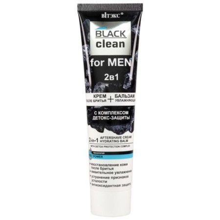 Cream after shaving + moisturizing balm detox protection Vitex For Men Black Clean, 100 ml