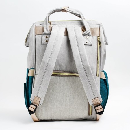 Women's backpack with thermal carman, thermal drum - portfolio, gray/green color-2