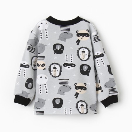Children's blouse with long sleeve, gray/animals, height 62 cm-3