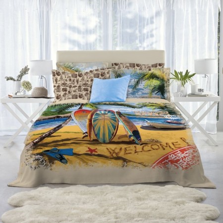 Bed linen duet Surf, size 215x240 cm, 145x210 cm - 2 pcs, 50x70 cm - 2 pcs, 70x70 cm - 2 pcs