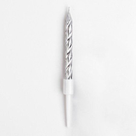 Set of candles in the cake "Spiral", 200pc, 5 cm, silver metallic-4