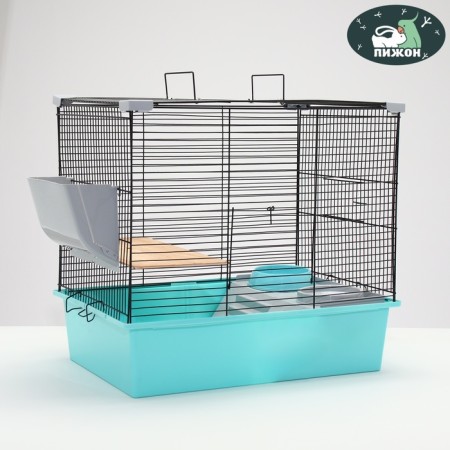 Cage for chinchilla "Pijon" No. 19, collapsible, 58 x 40 x 49, turquoise