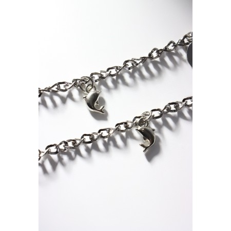 Bracelets "Demetrons" Men's female with dolphins, black and red color in silver, 17 size-6
