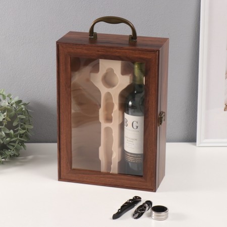 Casket wood, glass for 2 bottles "duo" 3 objects 10.5x25x36.5 cm