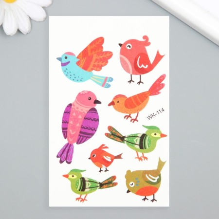 Tattoo on the body color "Birds drawn with patterns" 7.5x11 cm