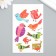 Tattoo on the body color "Birds drawn with patterns" 7.5x11 cm