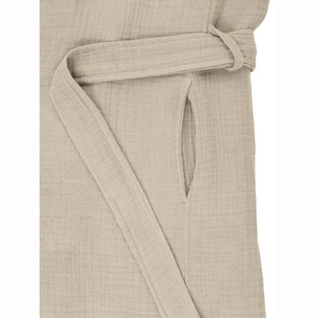Essential bathrobe, multi -layer muslin, size S, beige color-14