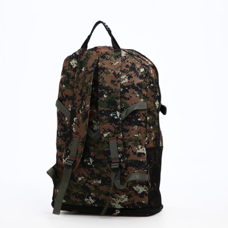 Tourist backpack on a zipper, with an increase, 40 l, 6 outer pockets, green/brown color-1