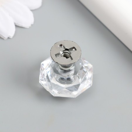 Handle for the casket Metal "Crystal Transparent" silver 2.6x2.6x2.4 cm-2