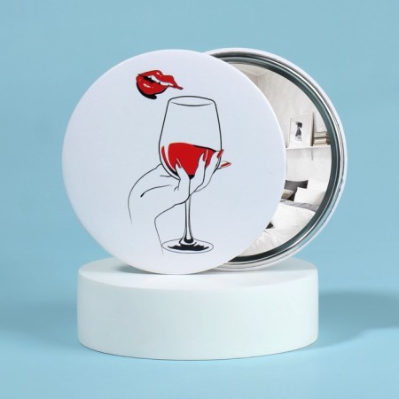 Wine Not mirror, D 7.5 cm, MIX drawing-1