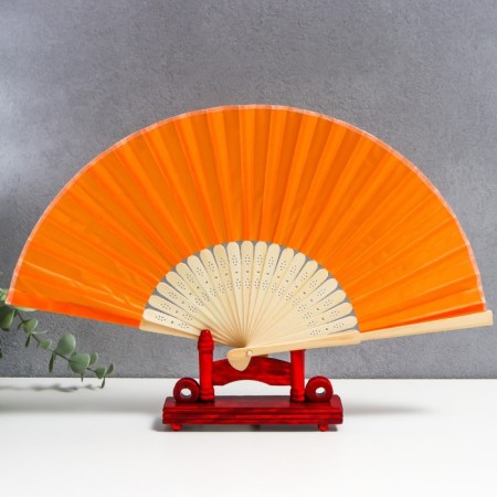 Fan Bamboo, Textile H = 21 cm "Monocet" in the box, orange-1
