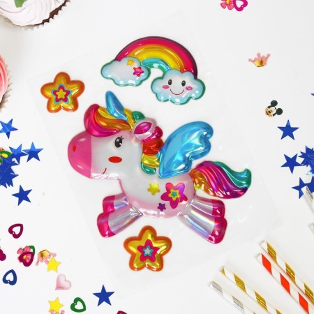 Box for balloons with “unicorns” stickers, white, 70x70x70 cm, set of 5 pcs.-1