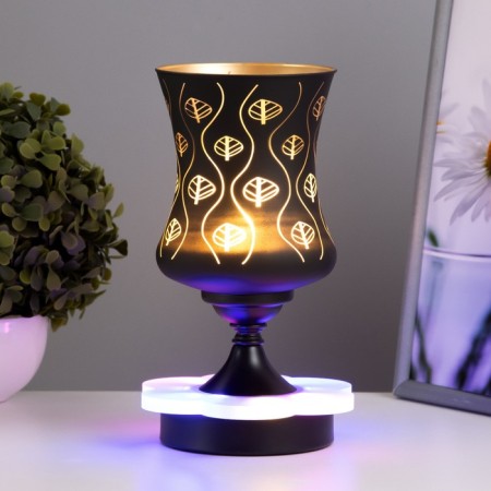 Aroma lace with backlight "Leaves" GU10 35W+RGB black 11x11x23 cm-1