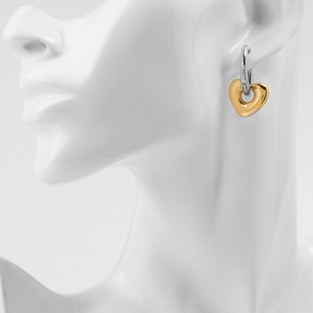Earrings with the removable element "Transformer" heart, color silver with gold-3