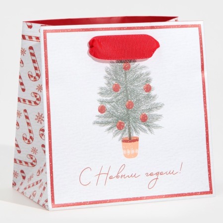 Package Gift New Year's laminated square "New Year's sweets", 14 x 14 x 9 cm, New Year-1