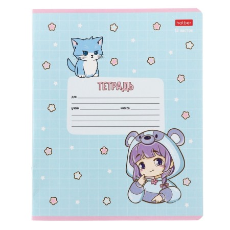 Notebook 12 sheets in the cage of "Anime Girls", covered cardboard, mix-6