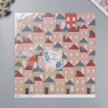 Scrapbooking paper "houses" density 180 grams set 5 pcs 30.5x32 cm-4