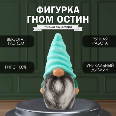 Figure "Gnome of Austin" height 17.5 cm, width 9.5 cm, length 8.5 cm.