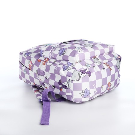 School backpack from textiles on lightning, 3 pockets, lilac color-4