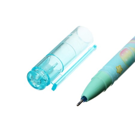 Gel pen with erased ink, blue rod, unicorn building, mix-2
